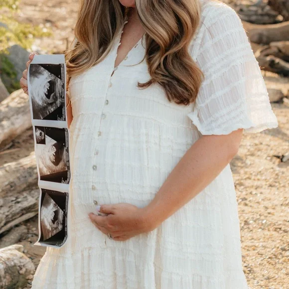 Worth Collective Kristin Tiered Ivory Maxi Dress | Bump Friendly | Size M - Picture 4 of 4